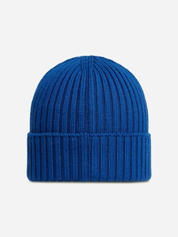 Moncler Enfant Boys Wool Logo Beanie Hat in Blue