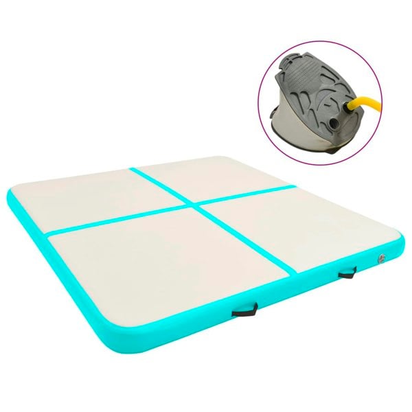 Berkfield Inflatable Gymnastics Mat with Pump 200x200x20 cm PVC Green