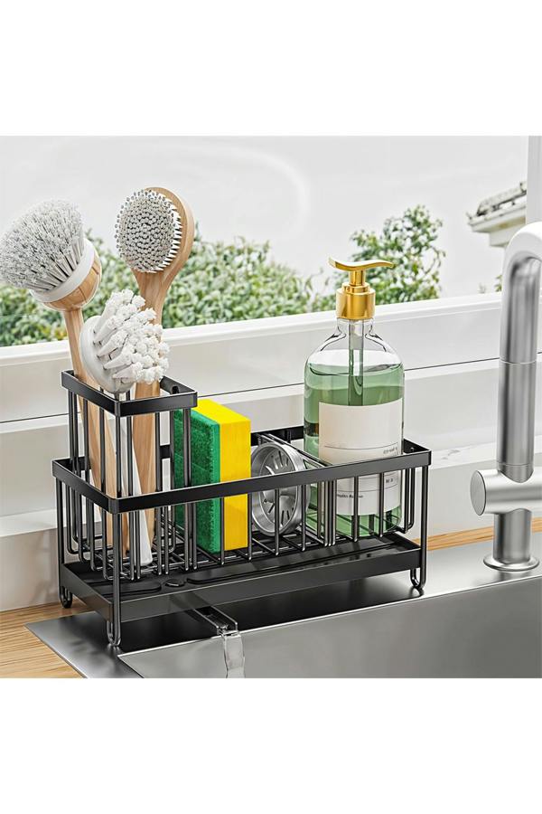 Steel Kitchen Sink Caddy Organizer Rack with Drain Tray