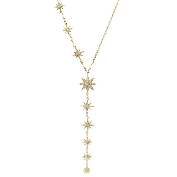 Juliet Star Burst Y Drop Necklace | 18K Gold Plated - Luna Charles | chain, gold, Jewellery, necklace, pendant, sparkle, Star, statement, wedding | 