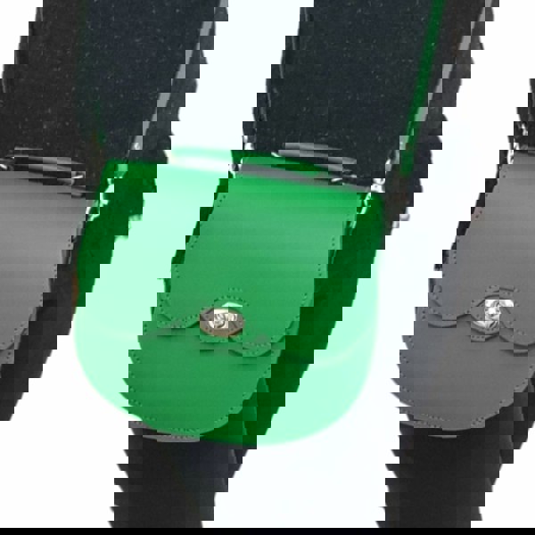 Zatchels Handmade Leather Twist Lock Saddle Bag - Purple