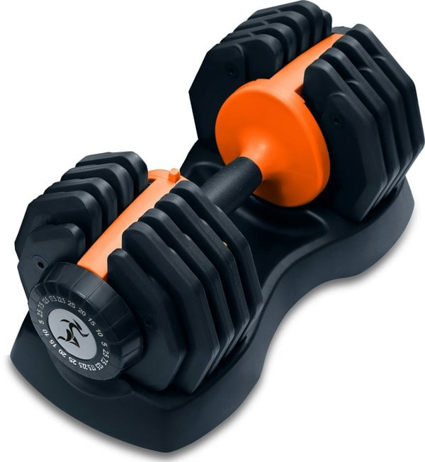 Strongology Urban25 Home Fitness Black and Orange Adjustable Smart Dumbbell from 2.5kg up to 25kg Training Weights
