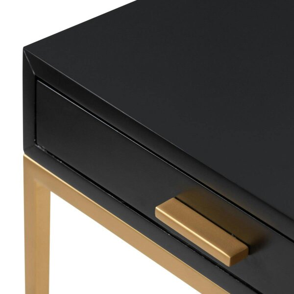 Wyld Haus Murano Black Gloss and Gold One Drawer Bedside Table