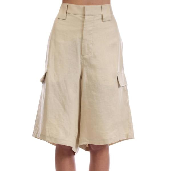 Off White Mens Linen Cargo Shorts - Beige - 