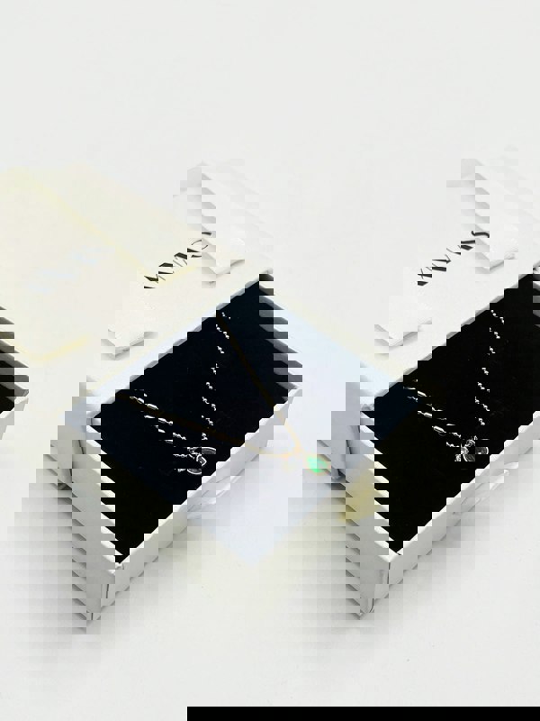 SVNX Teardrop Pendant Necklace in Emerald Green - Gift Boxed