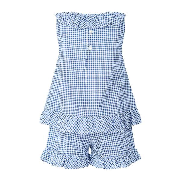 Rachel Riley Navy Gingham Frill Top & Short Set