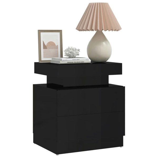 Berkfield Bedside Cabinet High Gloss Black 45x35x52 cm Engineered Wood