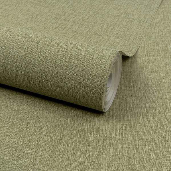 Grandeco Boutique Trente Linen Effect Luxury Weight Embossed Wallpaper, Deep Green