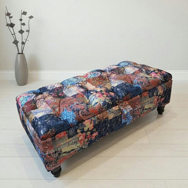 ISTOOLS Damask Multicolour Storage Ottoman Bench with Hidden Storage & Stylish Seating - 30 x 20 Inches (76 x 51cm)