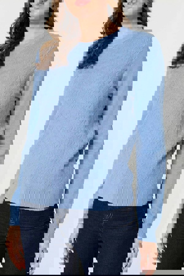 Blue | Textured Knitted Long Sleeve Jumper
