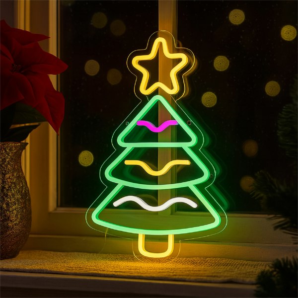 Xmas Haus Silhouette Neon Light   36x40cm USB LED   Christmas Decoration Tree