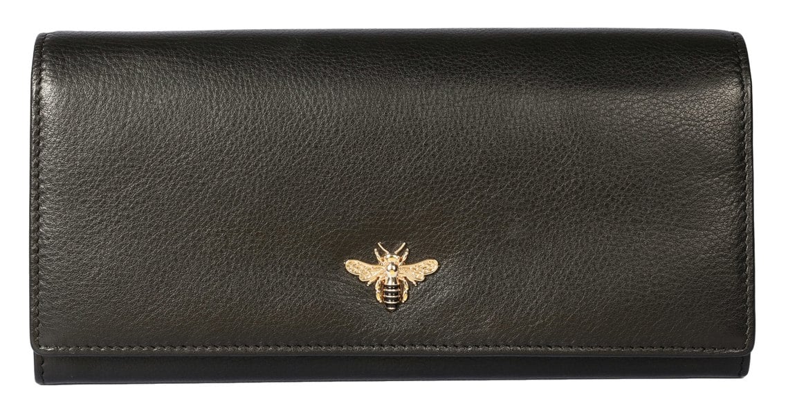 Mala Leather Bee Matinee Purse – Mason Collection - Blk Grey