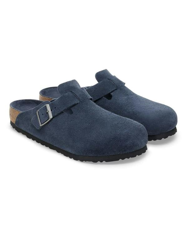 Birkenstock Boston Soft Footbed Unisex Suede Clogs - New Navy Tonal FB - CHO - Designer Unisex Clogs