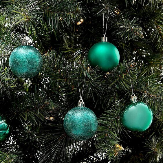 Shatchi 10cm Emerald Green Shatterproof Christmas Baubles, 3 or 6 Pack Tree and Garland Decorations