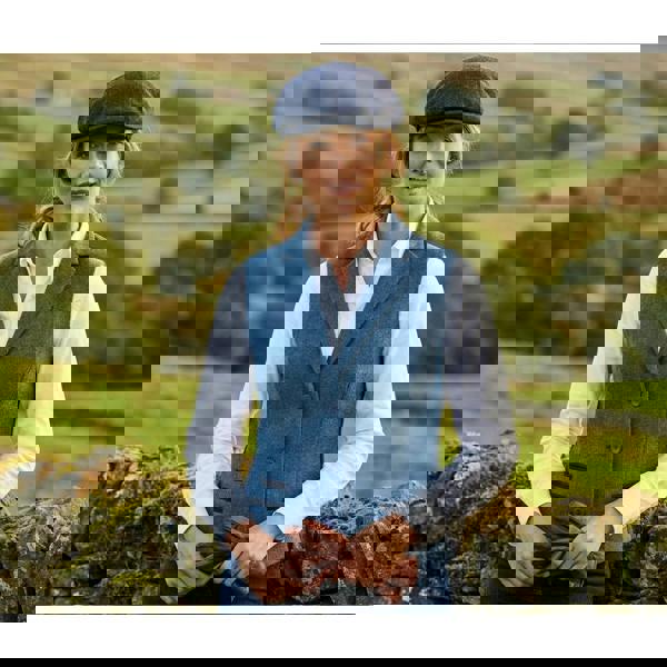 TruClothing IMW-01 - Women's Blue Tweed Herringbone Blazer Waistcoat