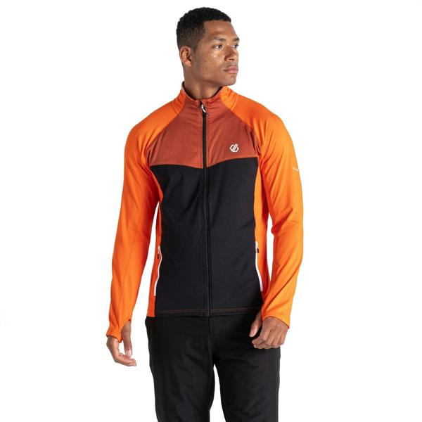 Dare 2B Mens Substratum Core Stretch Full Zip Midlayer - Puffins Orange/Black - 