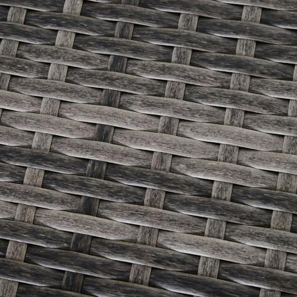 Grey PE rattan wicker weave closeup texture panel