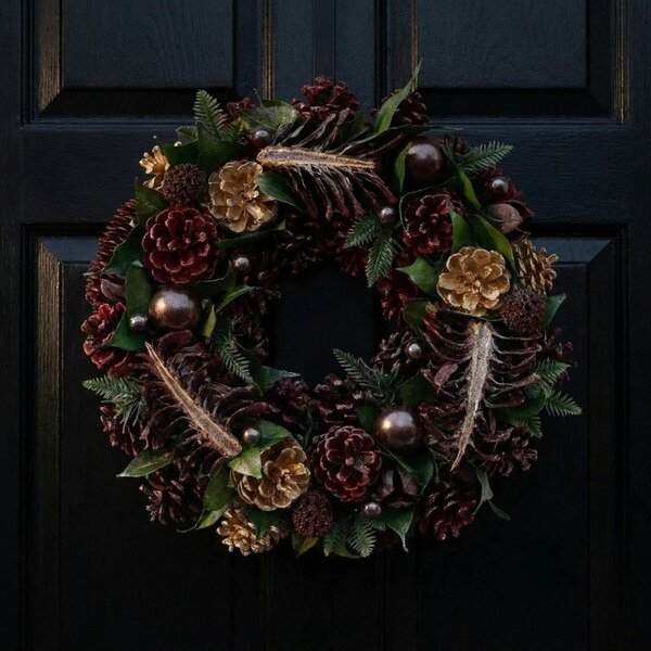 Garden Greatness Festive Assorted Cones Baubles Christmas Wreath