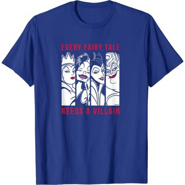 Disney Mens Every Fairy Tale Needs A Villain Cotton T-Shirt - Navy Blue