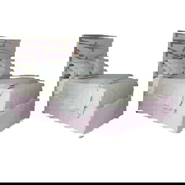 Casa Magna Arabella Upholstered Soft Velvet Metal Bed Frame - Pink