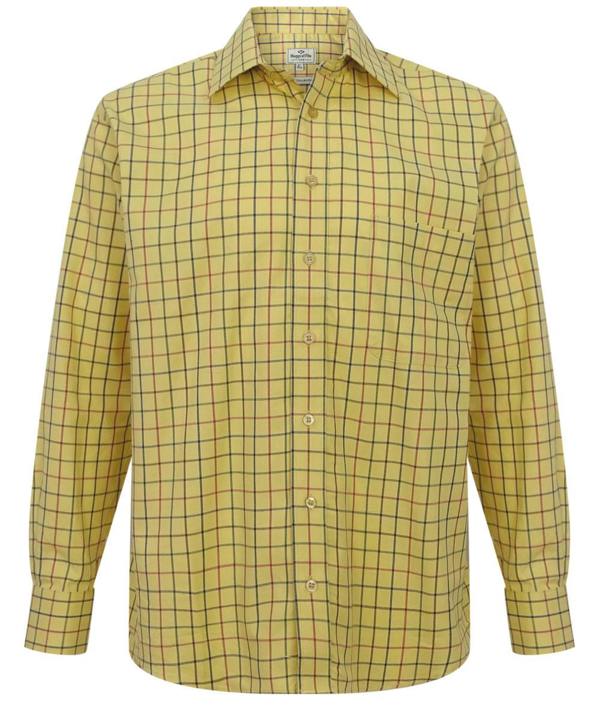 Hoggs of Fife Governor Tattersall shirt with long sleeves and straight-cut front, smart checked shirt for rural and shooting use
