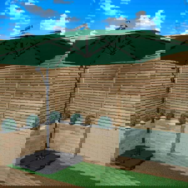 Samuel Alexander 3m Cantilever Banana Garden Parasol in Green with Crank Handle and Parasol Base Weights Included