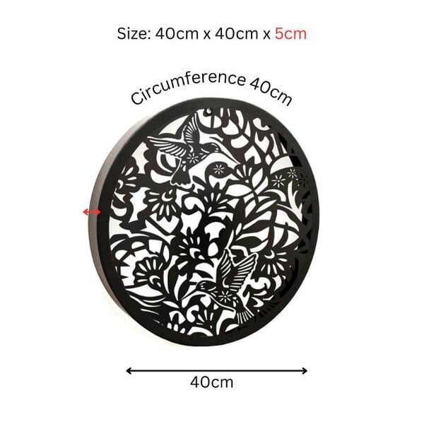 EDH Door Hardware Hummingbird Solar Wall Panel – 40 x 40 x 5 CM | Solar-Powered Outdoor Wall Art | Metal Garden Panel with LED Light for Patio