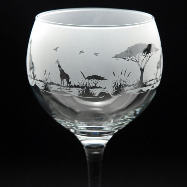 Glyptic Glass Art Giraffe Gin Cocktail Glass - Hand Etched/Engraved Gift