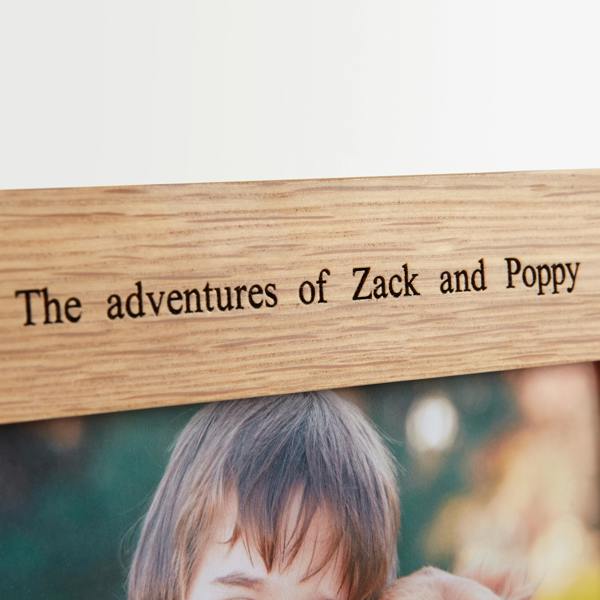 MijMoj Design Personalised Solid Oak Four Aperture Picture Frame - For 6x4" Photos