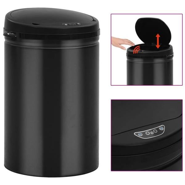 Berkfield Home Berkfield Automatic Sensor Dustbin 30 L Carbon Steel Black