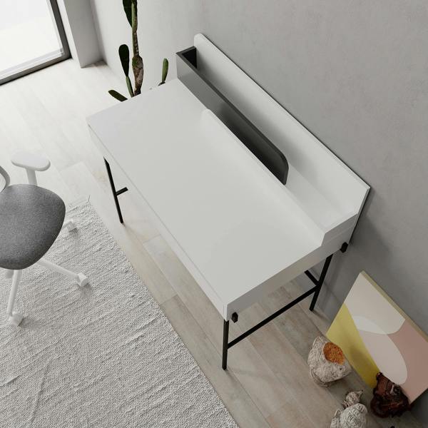 Decortie Leila Modern Desk White Anthracite Grey Multipurpose Study Modern Desk Width 110cm