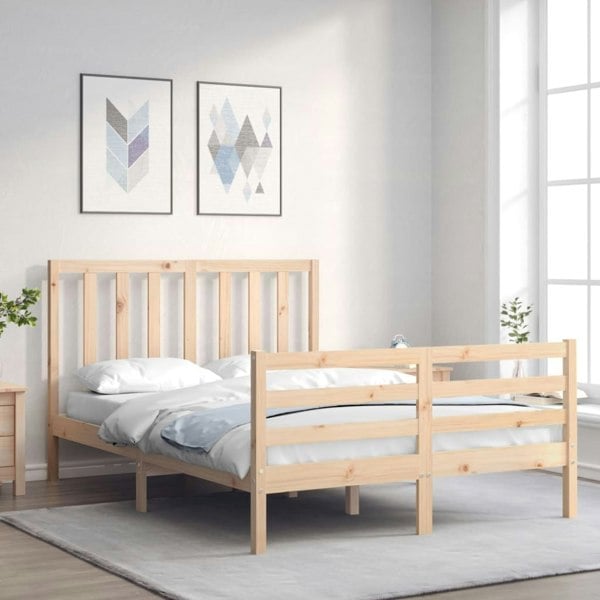 Berkfield Bed Frame with Headboard Double Solid Wood
