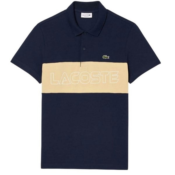 Lacoste Mens Pique Stretch Regular Polo Shirt - Navy/Cream