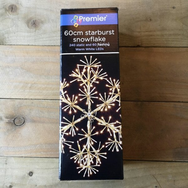 Samuel Alexander 60cm Gold Starburst Snowflake Wall Window Decoration with 300 Warm White LEDs