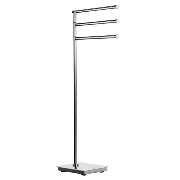 Polished stainless steel freestanding triple swing arm towel rail