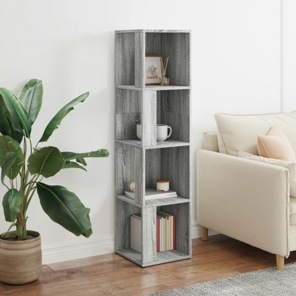Berkfield Corner Cabinet Grey Sonoma 33x33x132 cm Engineered Wood