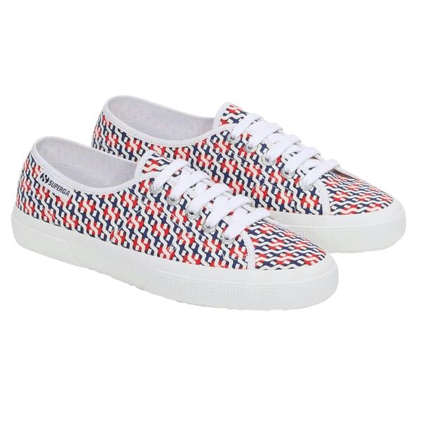 Superga Unisex Adult 3750 Leggera Print Trainers - White/Red/Navy - 