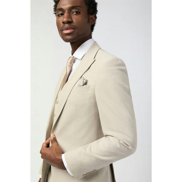 Alexandre Silver Alexandre Tailored Fit Stone Linen Jacket
