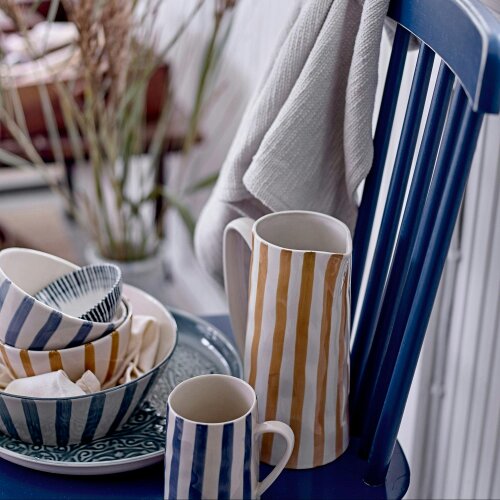 Love Frankie Striped Stoneware Mug in Cornflower