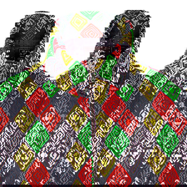 David WeJ Ethnic Print Padded Gilet - Black Multi