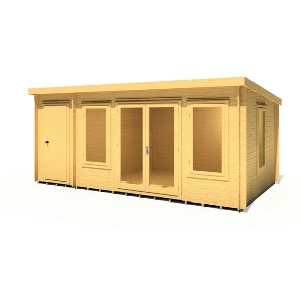 Shire Elm 10Gx17 Multiroom Pent Log Cabin 19mm interlock  Cladding - Best Shed