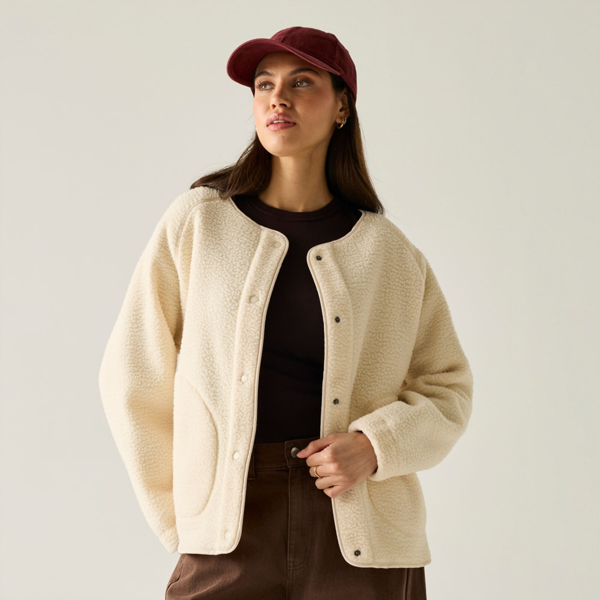 Regatta Womens Lea Borg Snap-Front Fleece - Light Vanilla