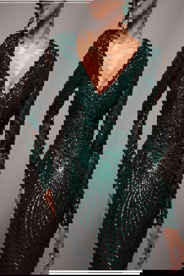 Starburst Effect Maxi Dress - Emerald DR1824