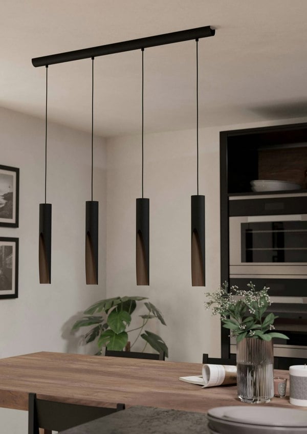 EGLO Barbotto Modern Industrial 4 Pendant Light WBS