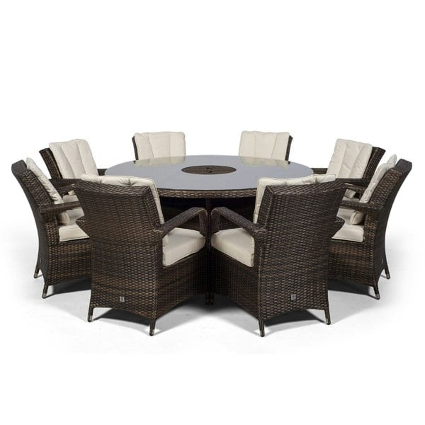 Giardino Arizona Round 8 Seater Rattan Patio Dining Set with Ice Bucket Drinks Cooler