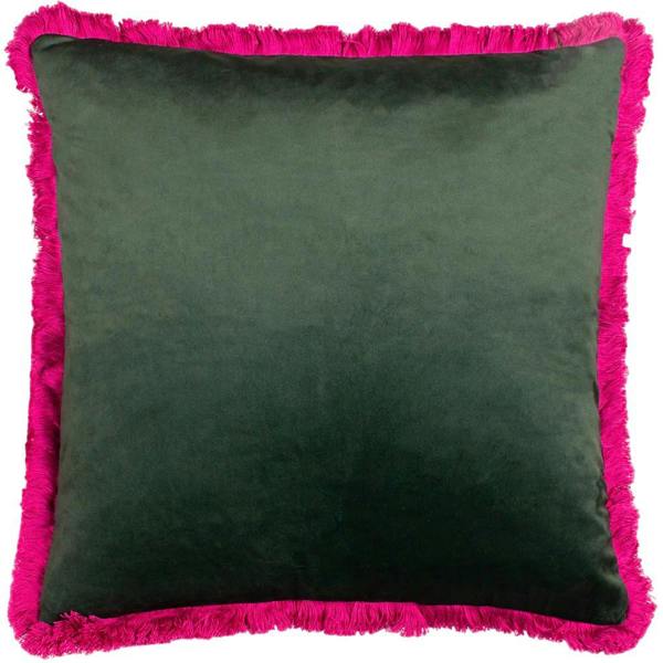Paoletti Lupita Fringed Cheetah Cushion Cover - Emerald/Pink - 