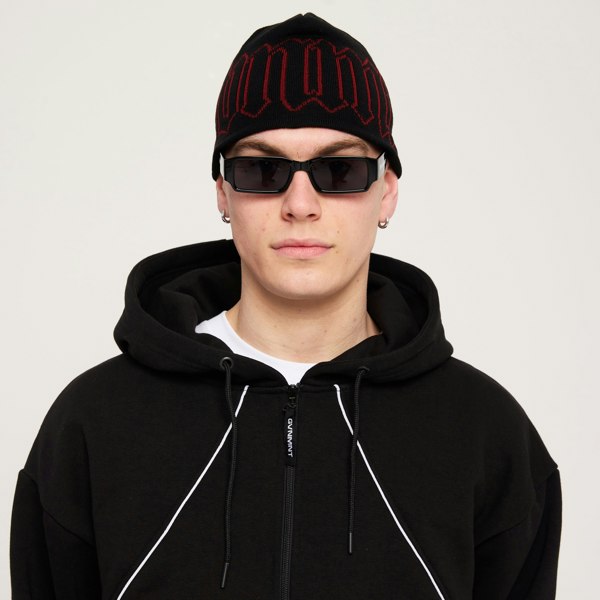 GVNMNT Clothing Co Old English Beanie - Black / Red