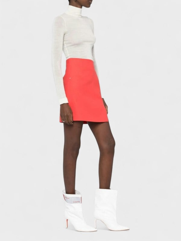 Off-White Logo Print High Waisted Skirt Red White