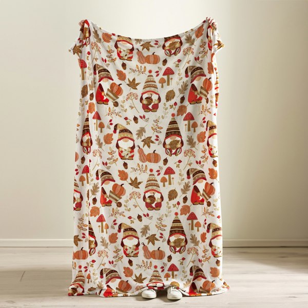 Catherine Lansfield Woodland Gonks Cosy Fleece Blanket Throw Natural