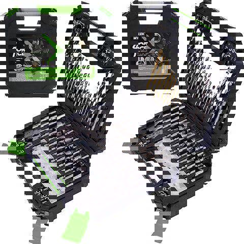 Mylek 18V Cordless Drill Electric Screwdriver Set Lithium Ion Battery Pack 18 Volt Combi Driver With MYLEK 4ORCE 128-Piece Kit